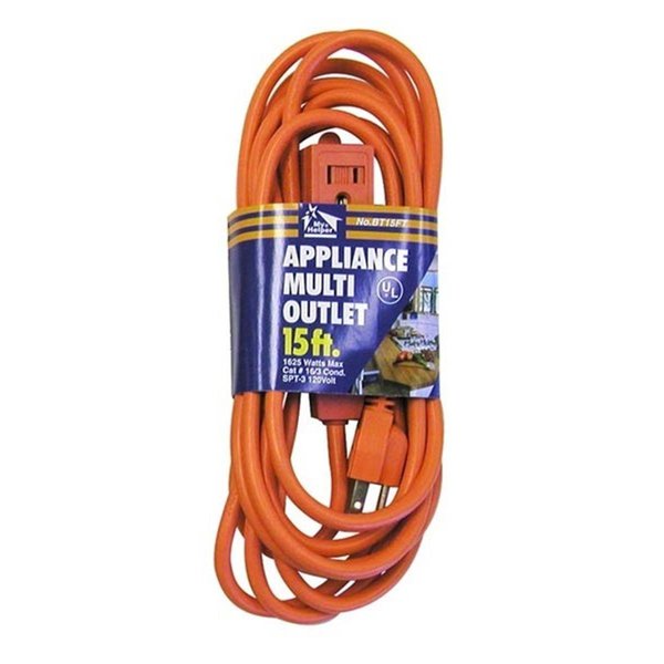 Howard Berger Howard Berger BT15FT Extension Cord SJT 3-Tap; Orange - 16-3 Gauge x 15 ft. BT15FT